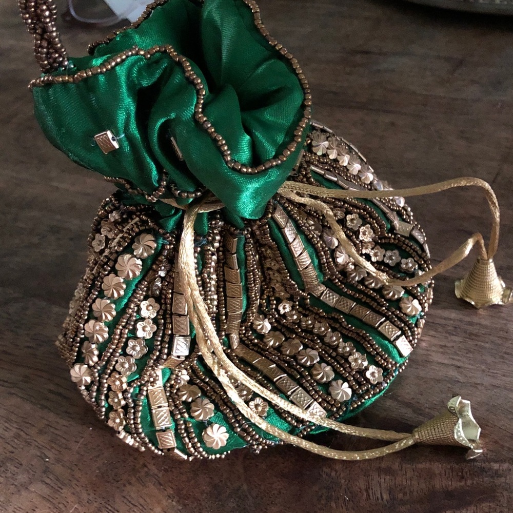 Green Embellished Women's Evening Bag
